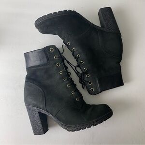 Timberland Women's Glanch Heeled Booties Black Leather sz 6